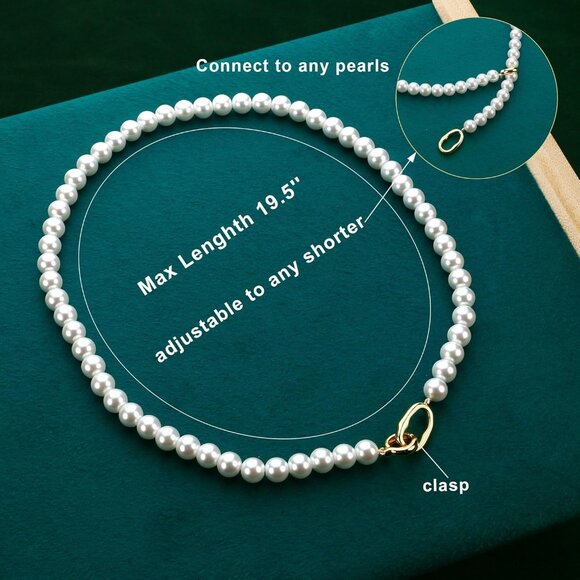 Women's 8mm Dainty Pearl Necklace as Bridal Necklace Jewelry Starfish - Picture 7 of 8